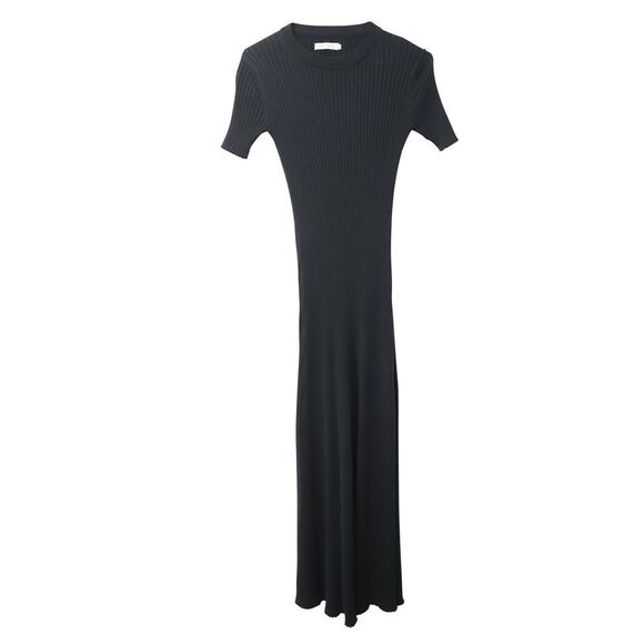 Anna Quan Sasha Open-Back Ribbed Dress in Black Cotton